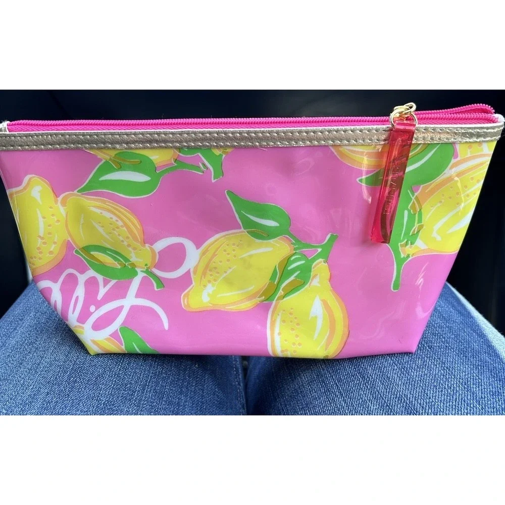 Lilly Pulitzer Estee Lauder‎ Lemon Print Zipper Cosmetic Pouch Bag  Size OS/S